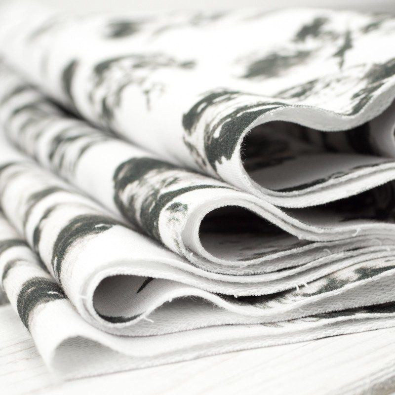 SZARE LIŚCIE / biała - dresówka pętelkowa SP250