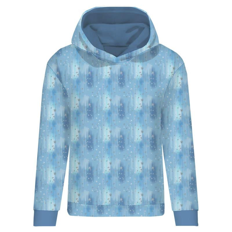 BLUZA DAMSKA (POLA) CLASSIC Z KAPTUREM - ŚNIEŻNE NIEBO / błękitny (ZACZAROWANA ZIMA) - dzianina pętelkowa 