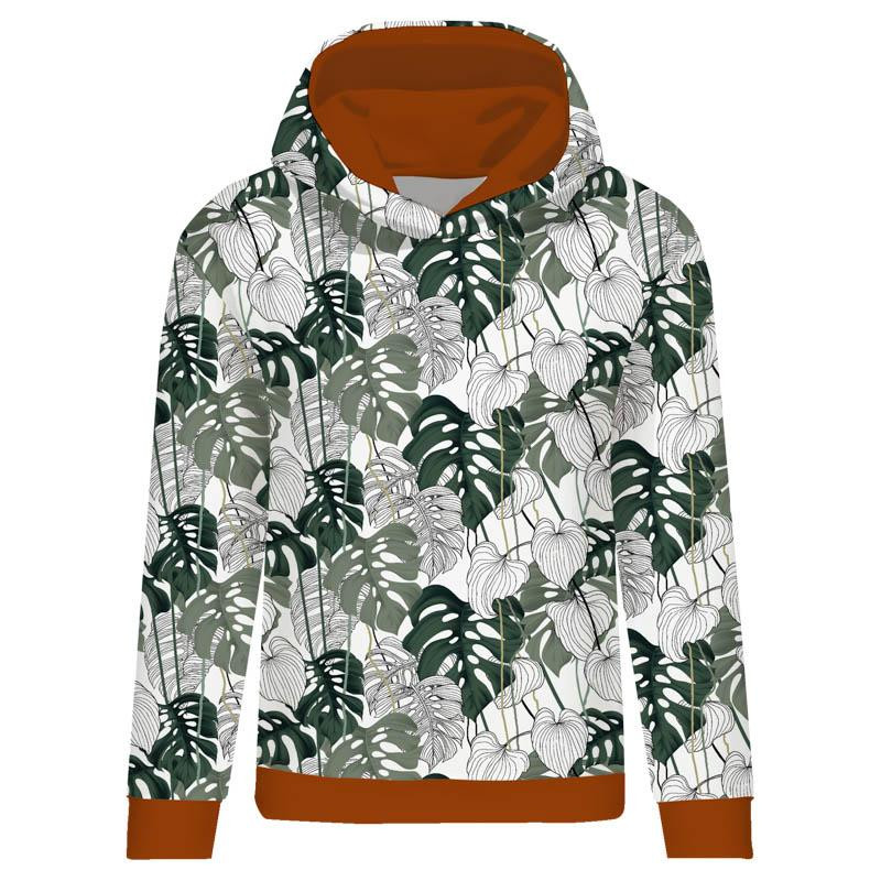 BLUZA DAMSKA (POLA) CLASSIC Z KAPTUREM - MONSTERA 3.0 -  dzianina pętelkowa