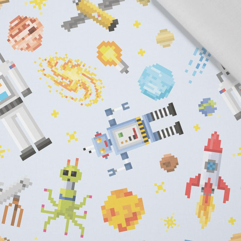 KOSMOS WZ. 1 ( RETRO ) / błękitny - tkanina bawełniana