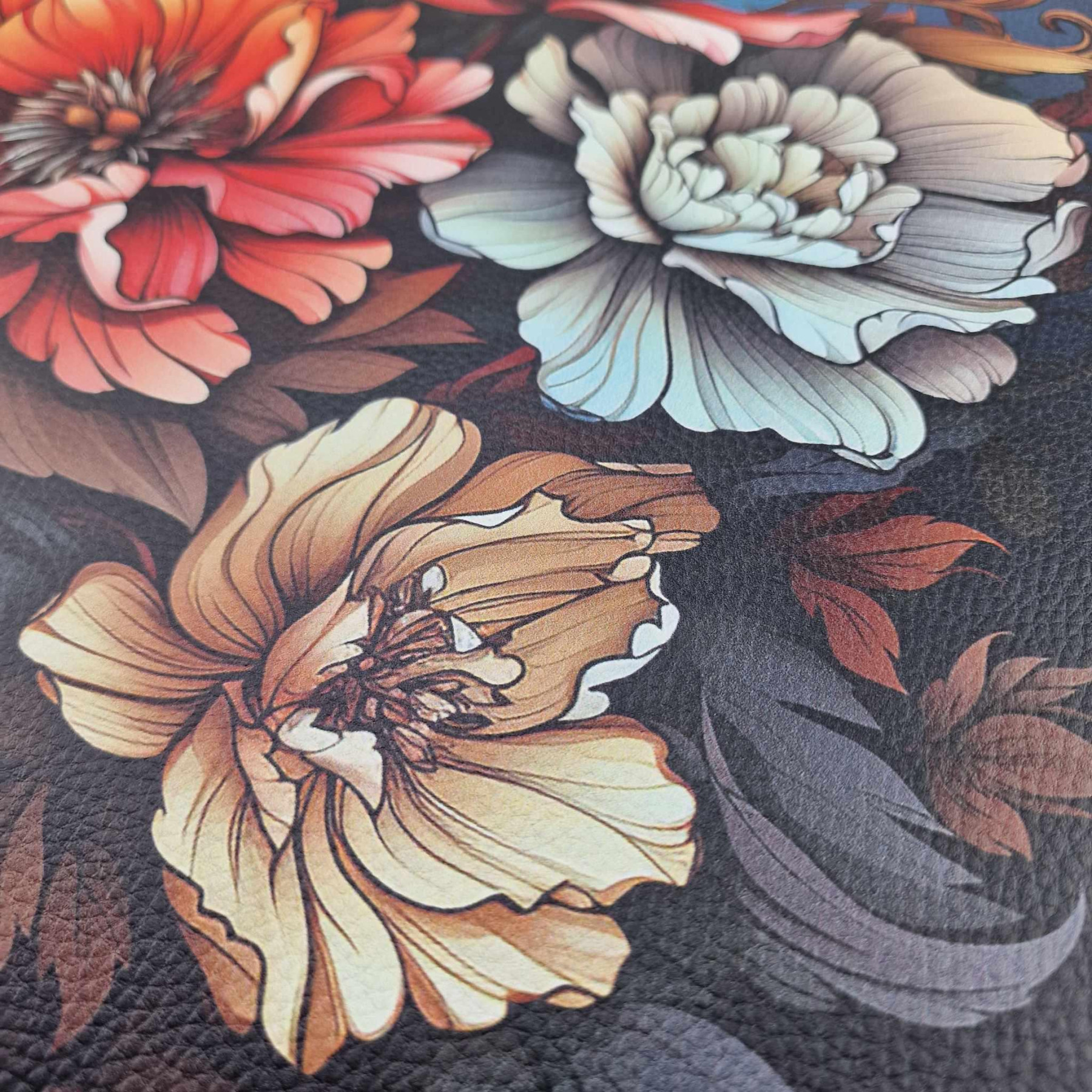 BOUQUET OF FLOWERS WZ.5 46 cm x 50 cm - gruba ekoskóra tłoczona