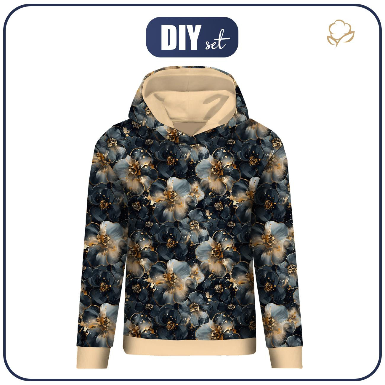 BLUZA DAMSKA (POLA) CLASSIC Z KAPTUREM - FLOWERS WZ.58 - zestaw do uszycia