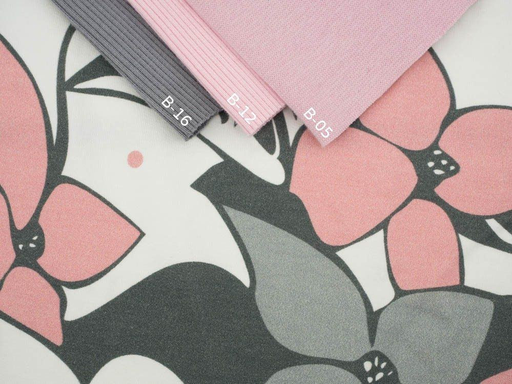 FLORAL PANEL (XL) / szaro-różowy - panel jersey wiskozowy WE210