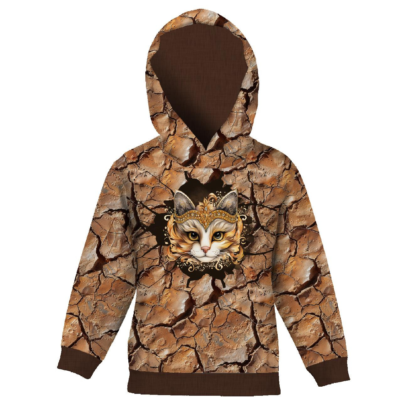 DZIECIĘCA BLUZA Z KAPTUREM (ALEX) - ANIMALS CRACKED wz.4 (cat) - zestaw do uszycia