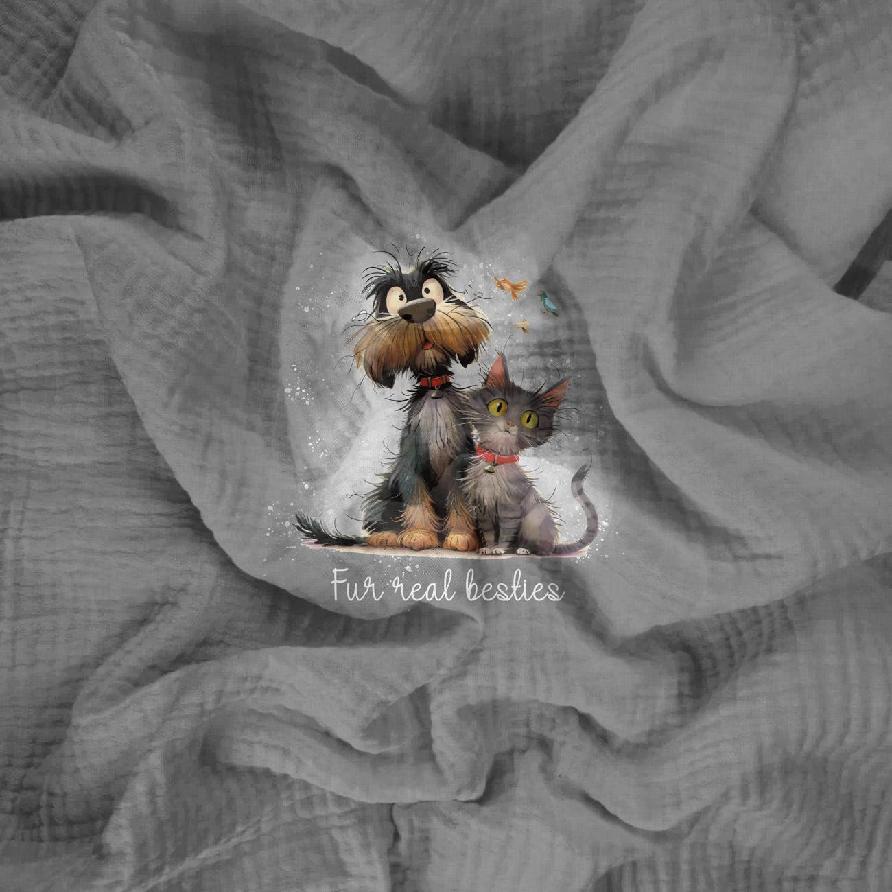 CUTE ANIMALS wz.14 - panel (60cm x 50cm) muślin bawełniany