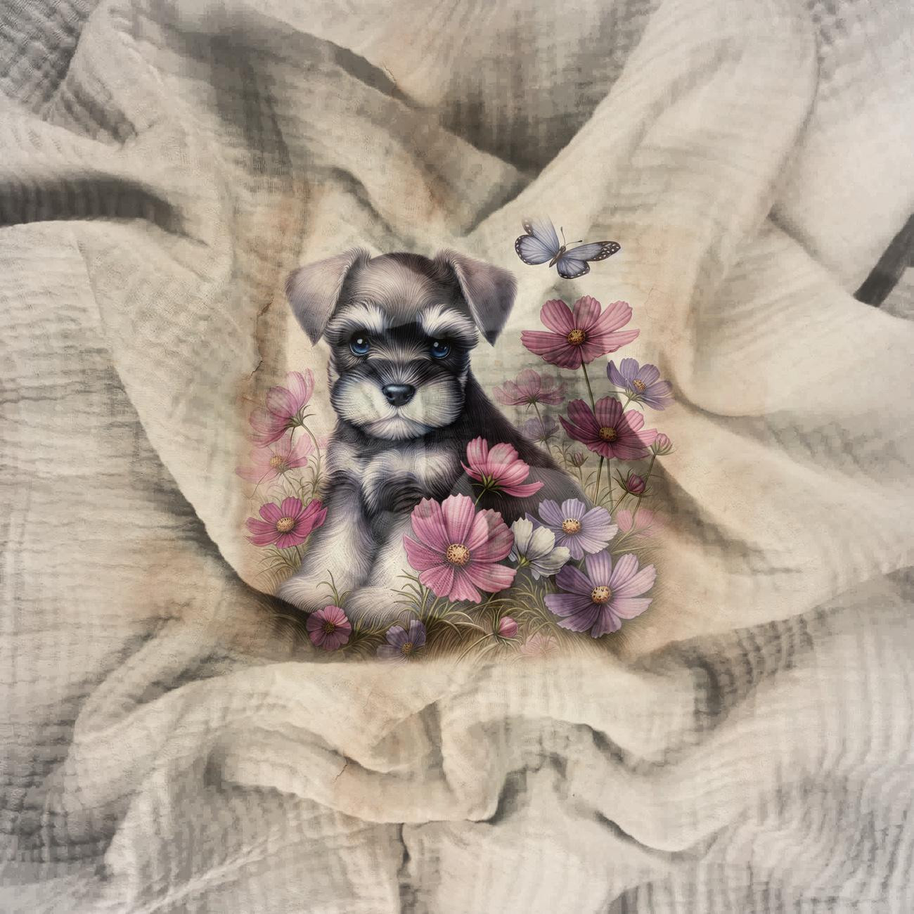 CUTE ANIMALS wz.1 - PANEL - panel (60cm x 50cm) muślin bawełniany