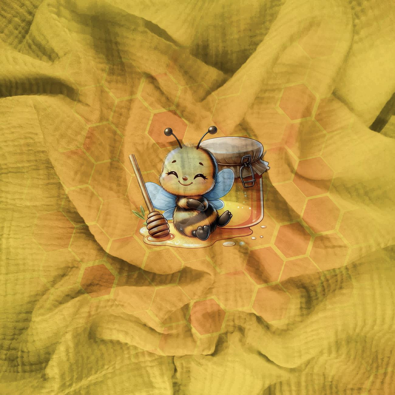 CUTE ANIMALS wz.4 - panel (60cm x 50cm) muślin bawełniany