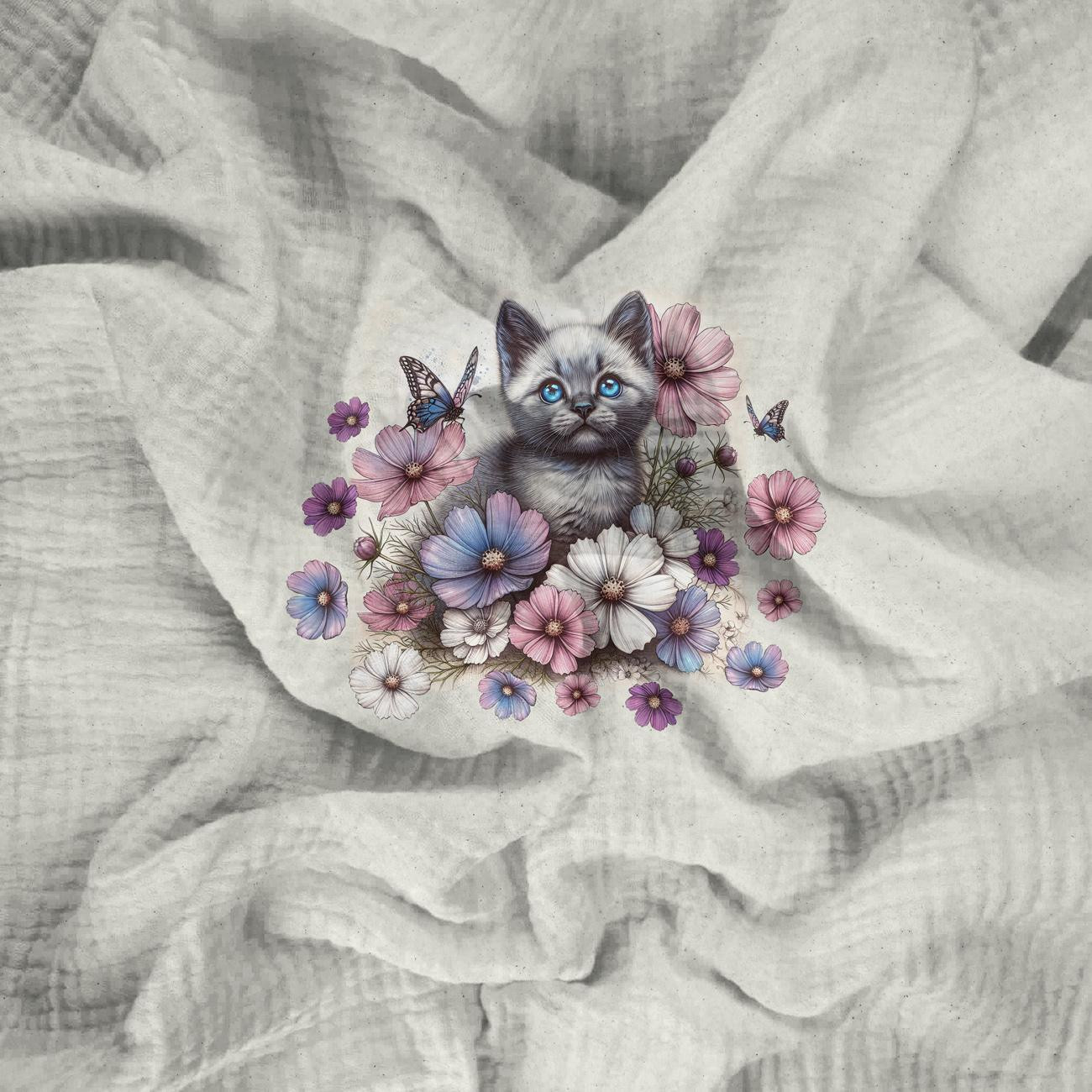 CUTE ANIMALS wz.8 - panel (60cm x 50cm) muślin bawełniany