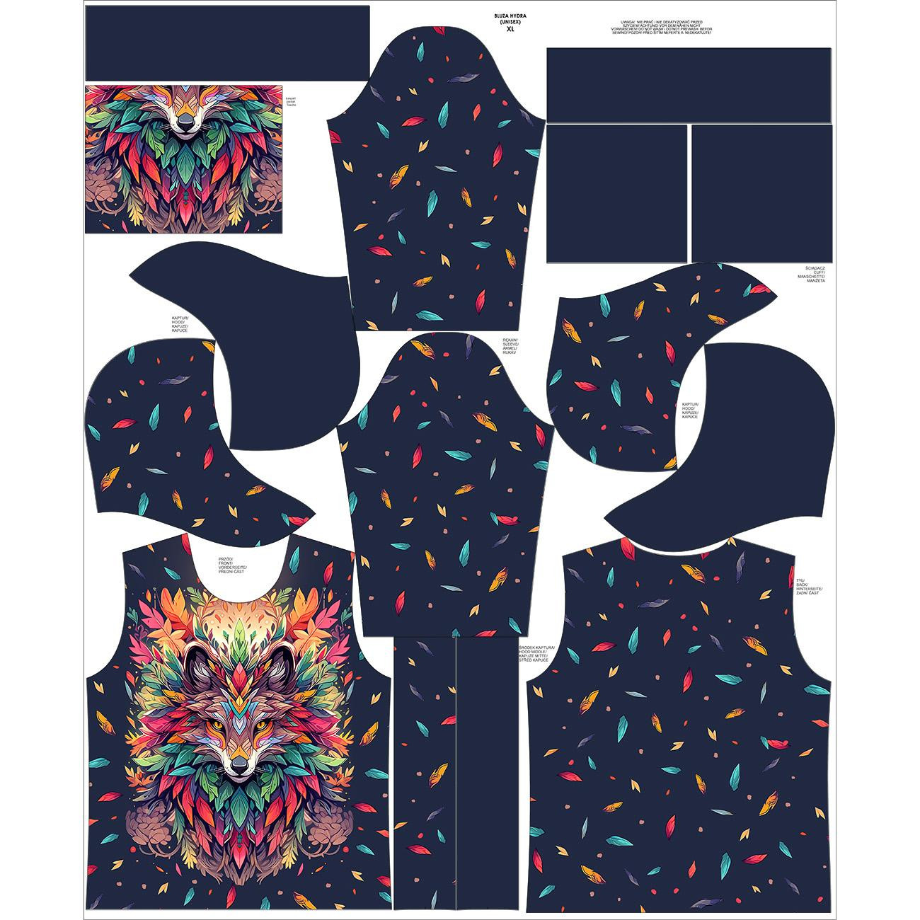 BLUZA HYDROFOBOWA UNISEX - Animals mandala wz.1 - zestaw do uszycia