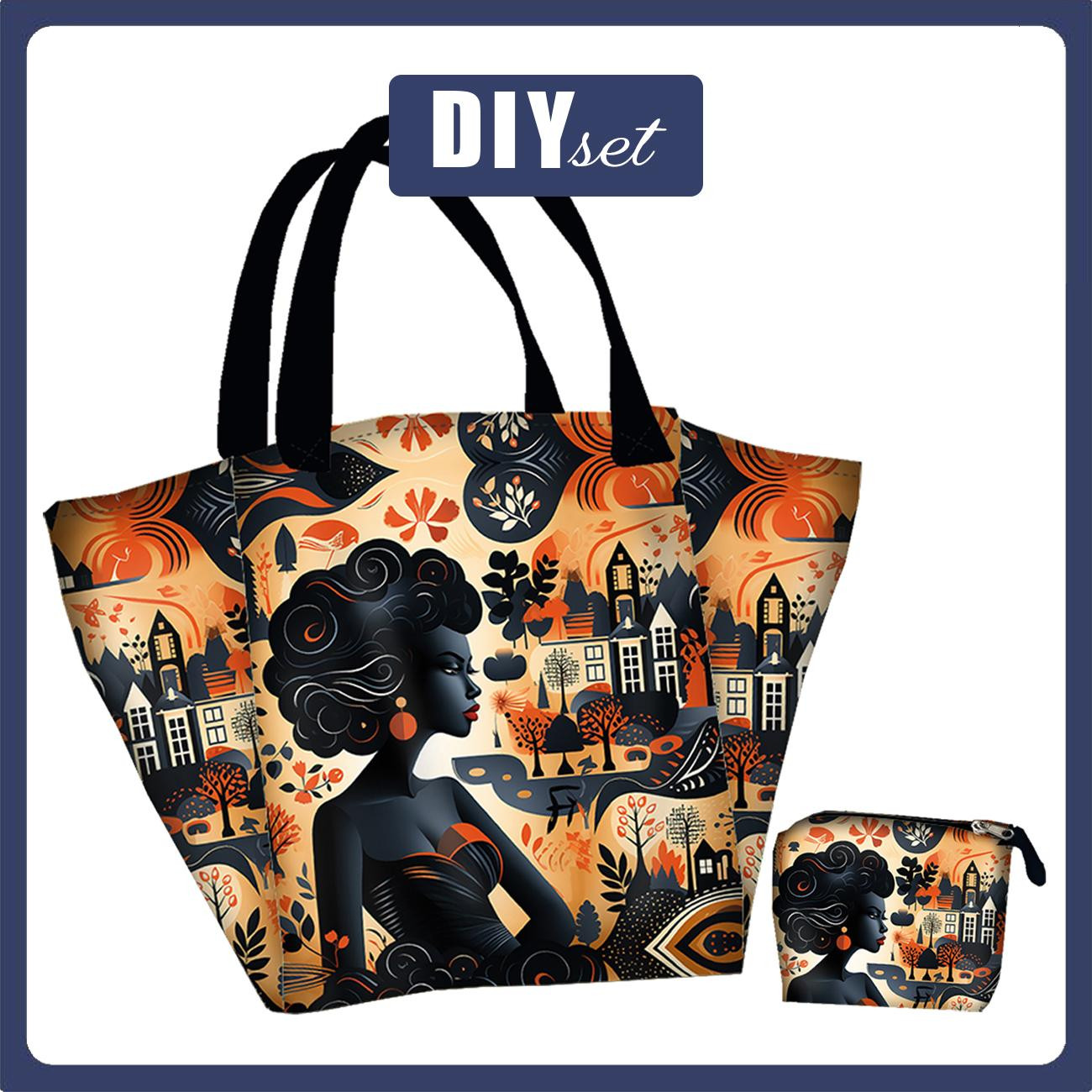 Torba XL z saszetką 2 w 1 - AROUND THE WORLD WZ.19 - zestaw do uszycia