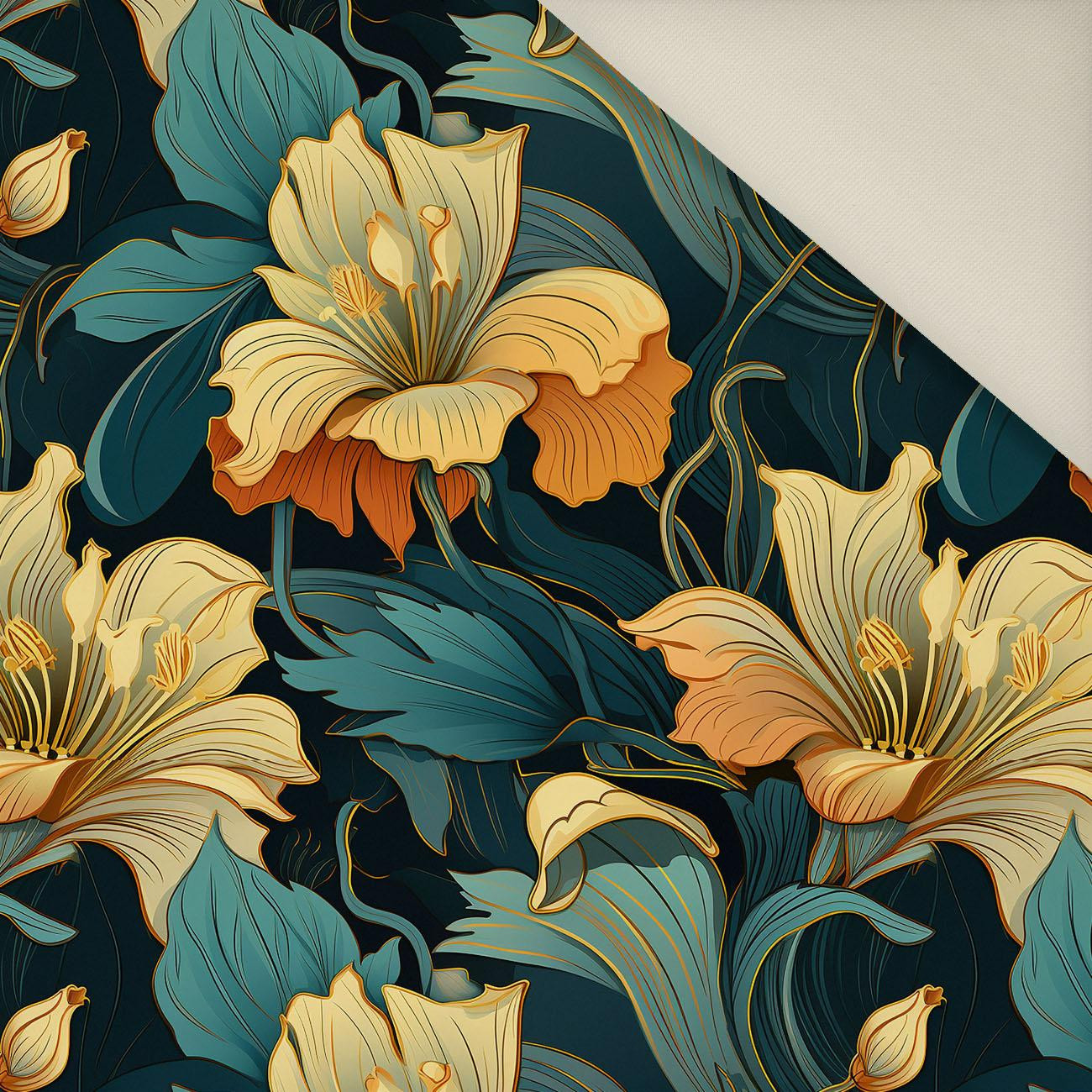 AUTUMN FLOWERS WZ.12- Welur tapicerski