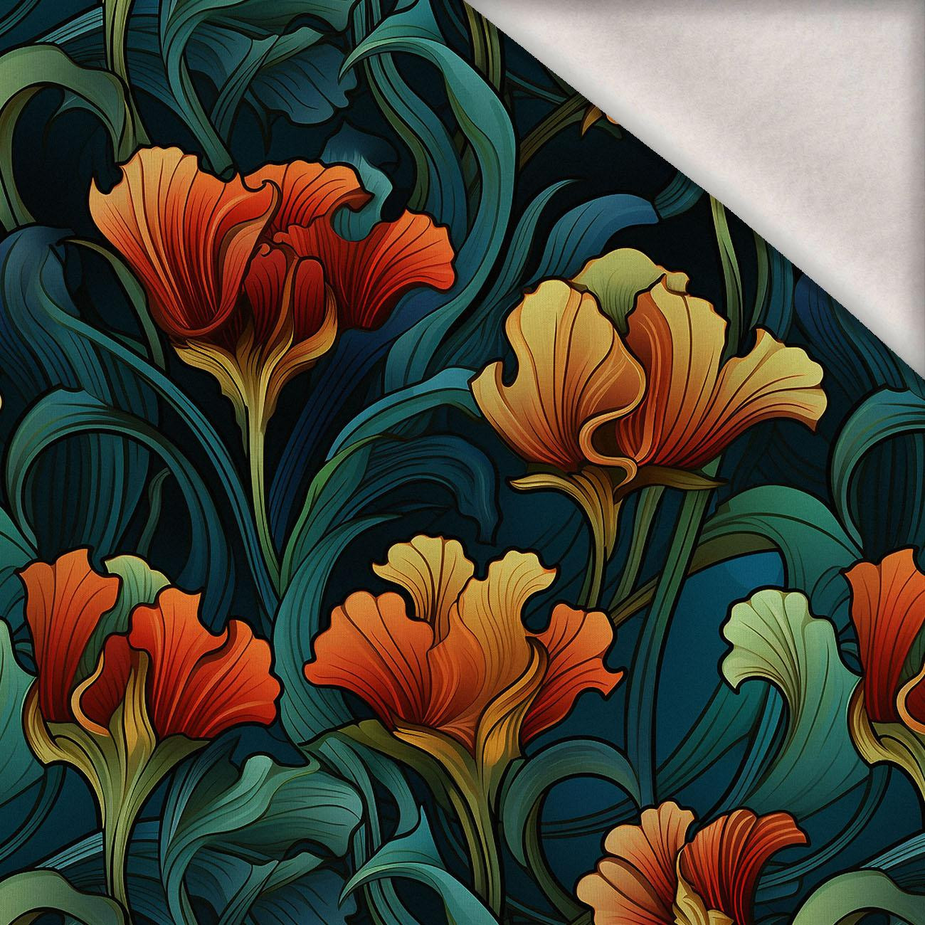 AUTUMN FLOWERS WZ.14 - dzianina drapana z elastanem ITY