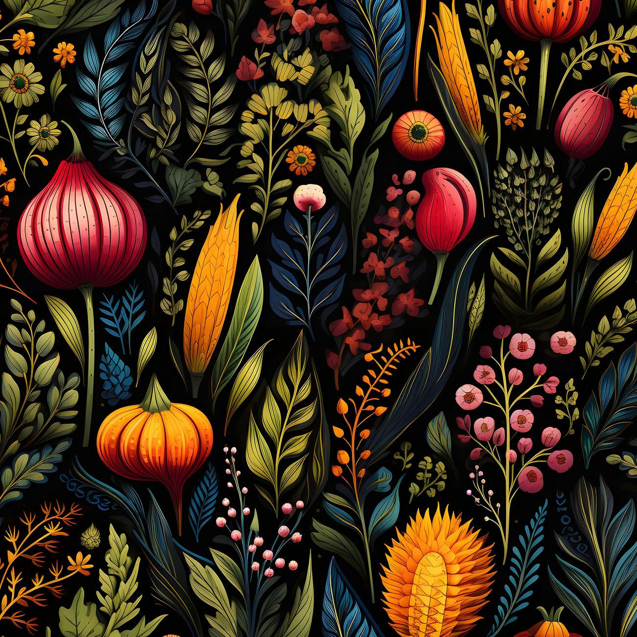 AUTUMN FLOWERS WZ.15 - lekka dzianina drapana