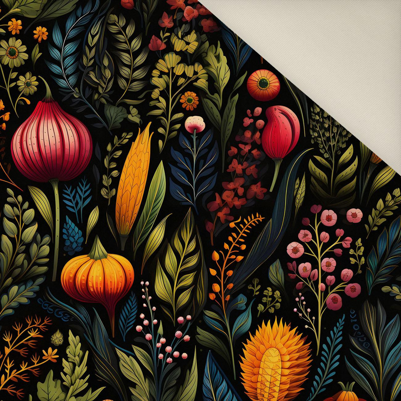 AUTUMN FLOWERS WZ.15- Welur tapicerski