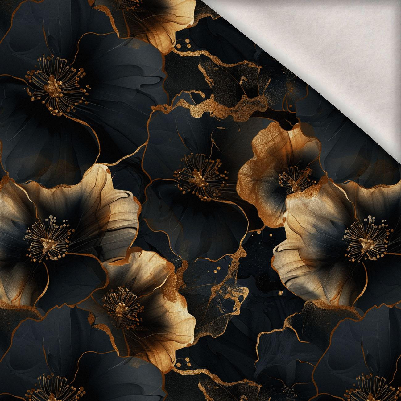 AUTUMN FLOWERS WZ.20 - dzianina drapana z elastanem ITY