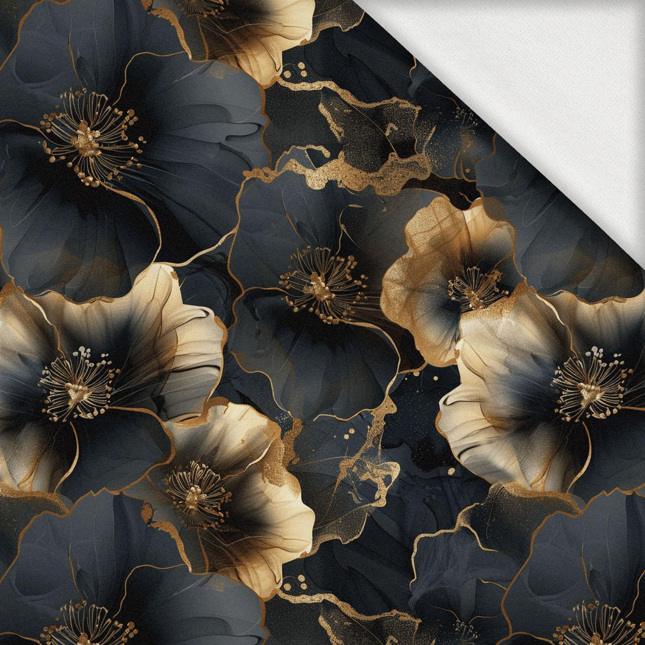 AUTUMN FLOWERS WZ.20 - lekka dzianina drapana