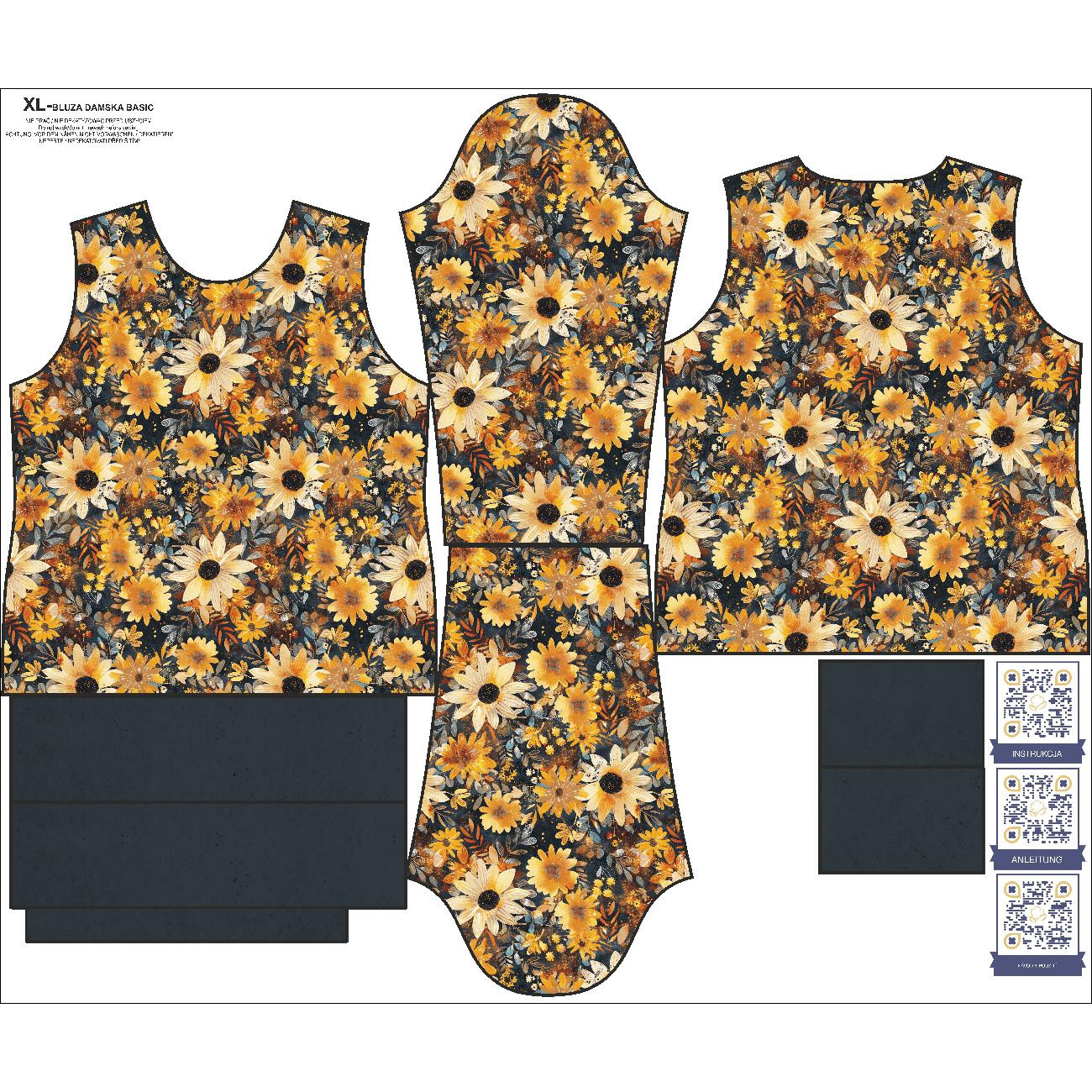 BLUZA DAMSKA (HANA) BASIC - AUTUMN FLOWERS WZ. 9 - ZESTAW DO USZYCIA
