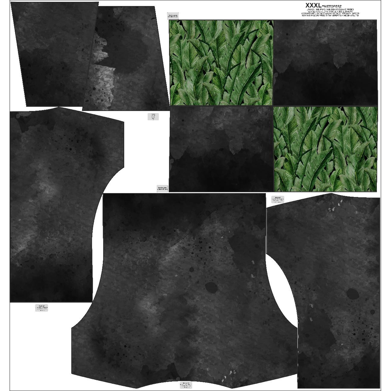 BLUZA DAMSKA (FURIA) NIETOPERZ Z KOMINEM - BLACK SPECKS / LIŚCIE BANANOWCA wz. 4 (JUNGLE) - zestaw do uszycia