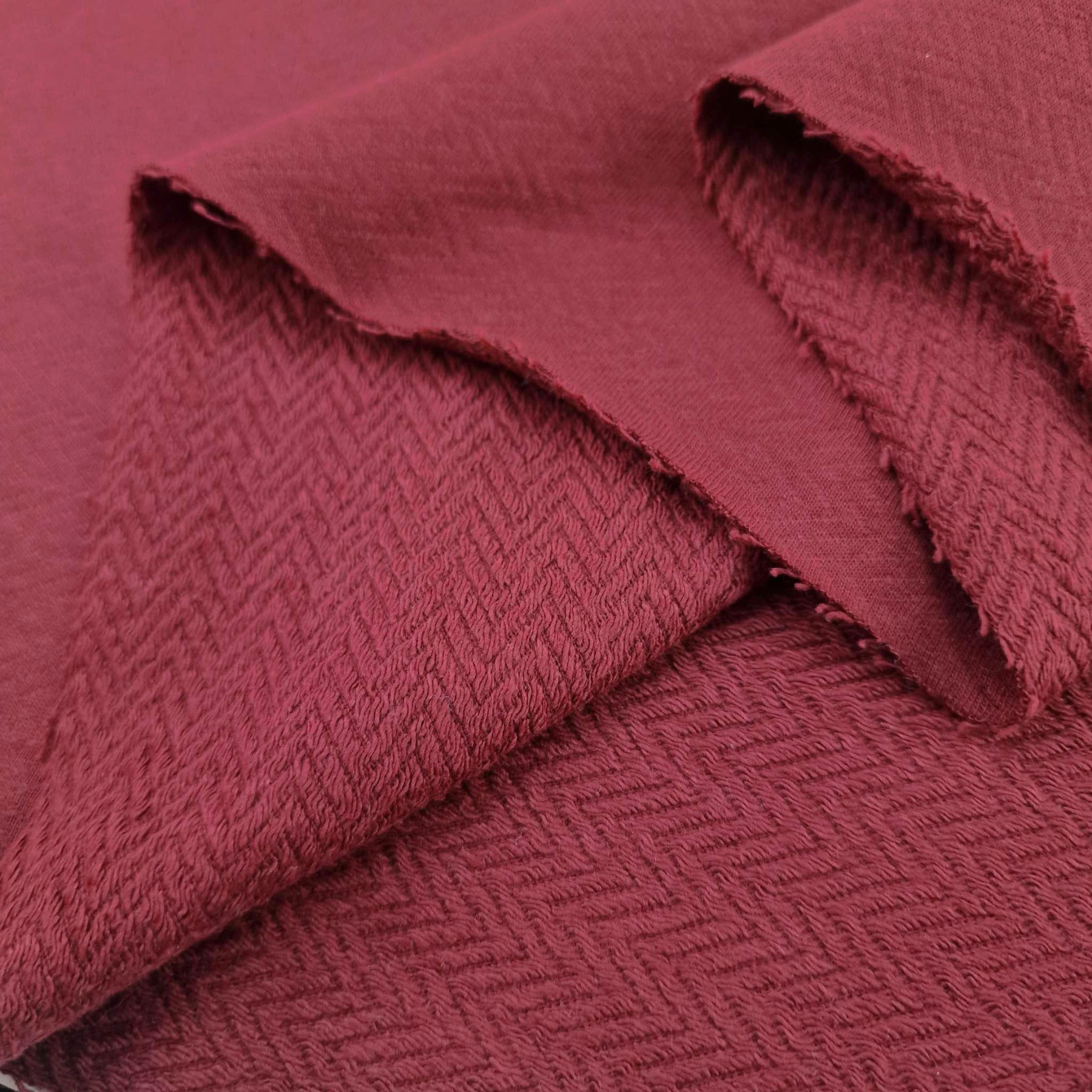 DWUSTRONNA dzianina dresowa z jodełką - BORDO/ MR-20 (P290j)