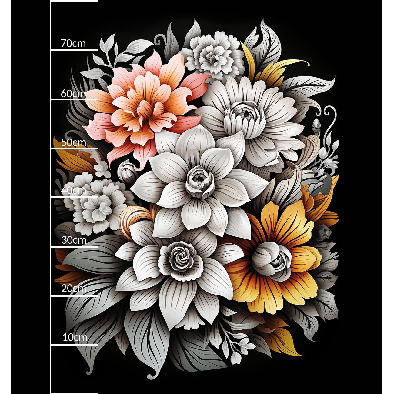 BOUQUET OF FLOWERS WZ.7 - panel (75cm x 80cm) - single jersey z elastanem ITY