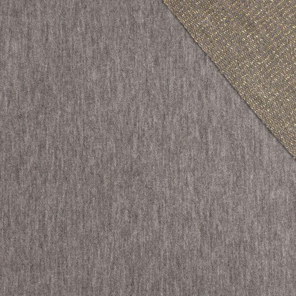 MELANŻ JASNOSZARY / złoto - dzianina pętelkowa z lureksową nitką