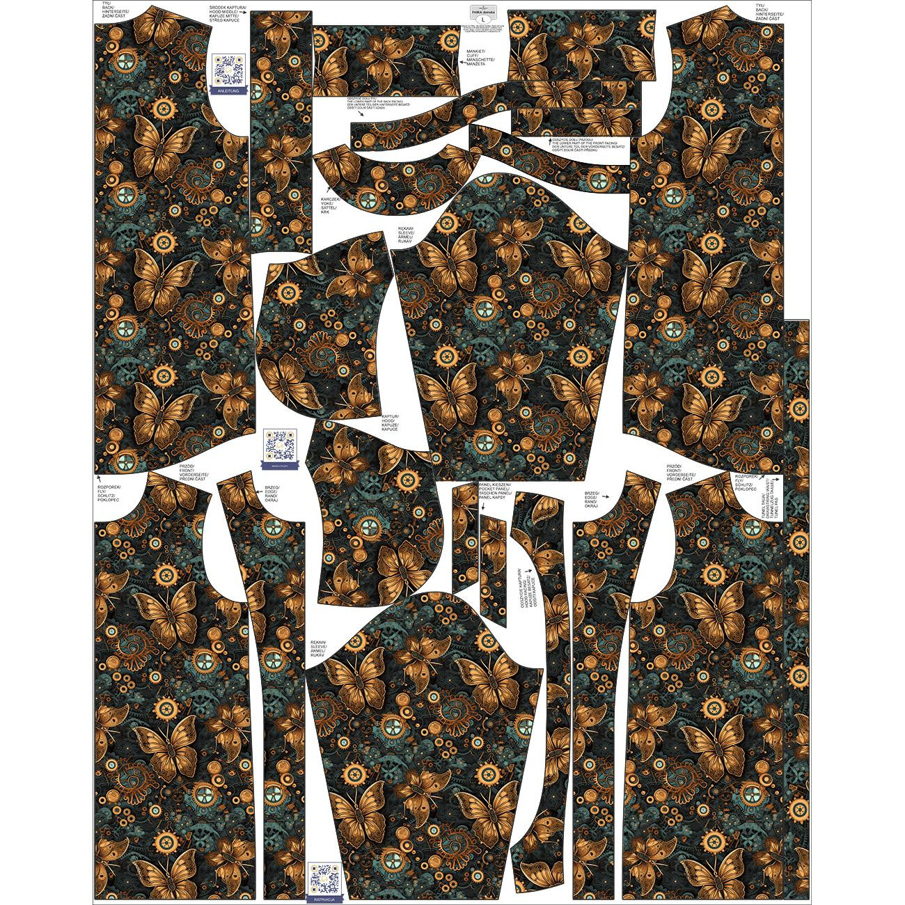 PARKA DAMSKA (ANNA) - BUTTERFLY FLOWERS WZ.12 - zestaw do uszycia