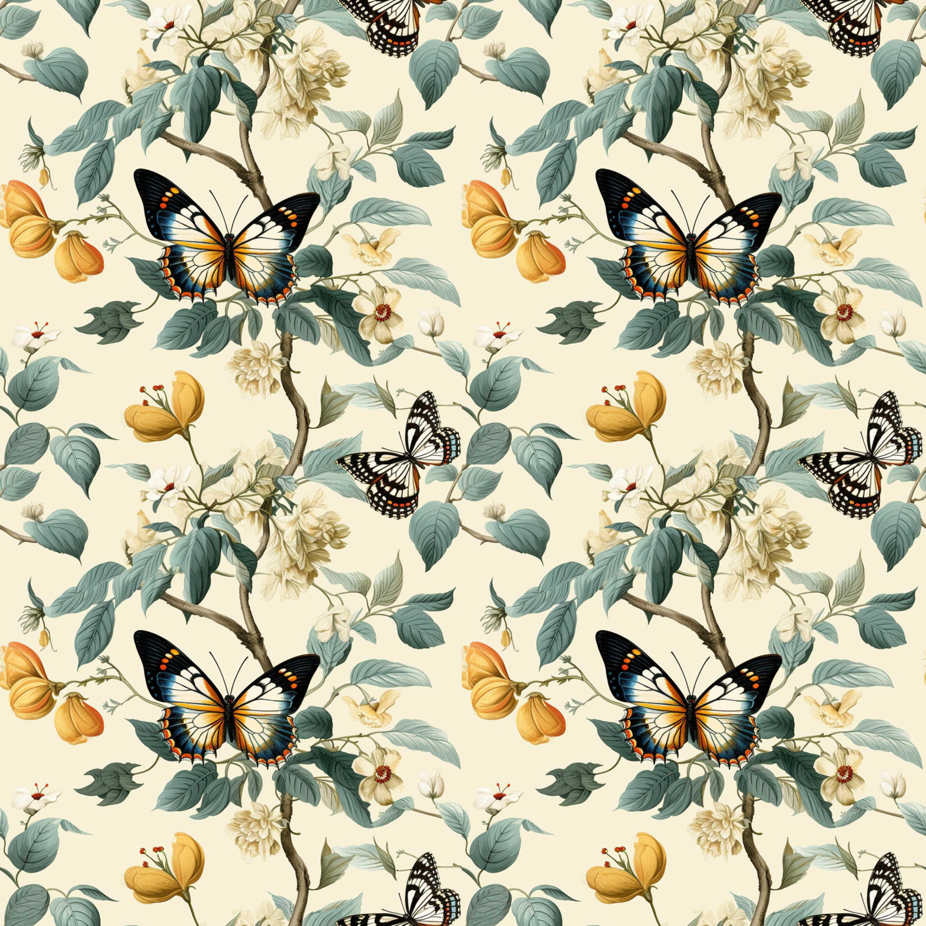 Butterfly & Flowers wz.2 - Krepa