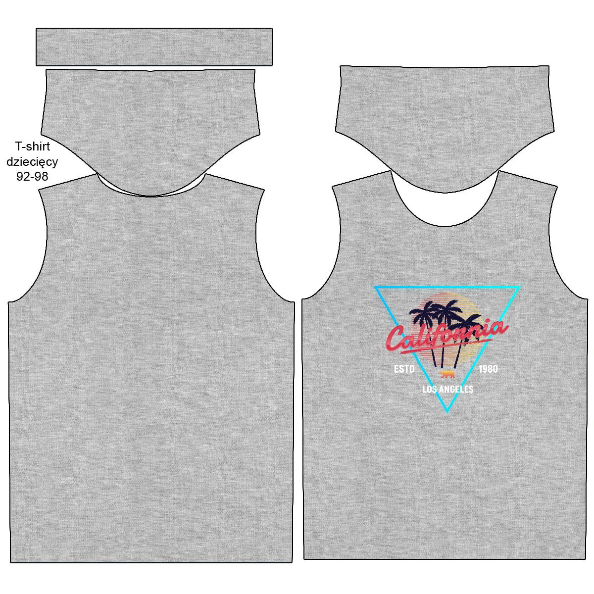 T-SHIRT DZIECIĘCY - CALIFORNIA wz. 2 / melanż jasnoszary - single jersey