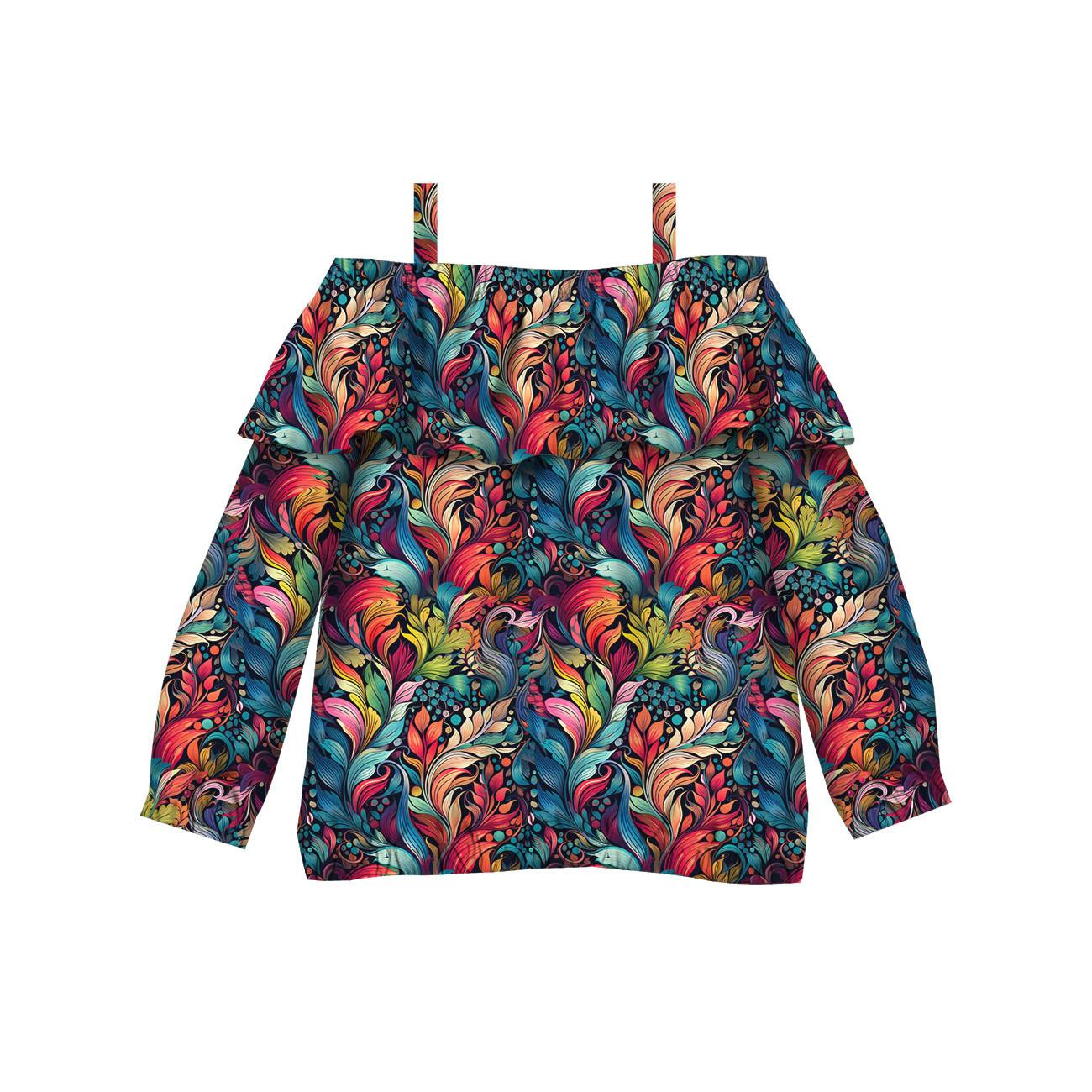 Bluzka hiszpanka (VIKI) - COLORFUL LEAVES wz. 5 - zestaw do uszycia