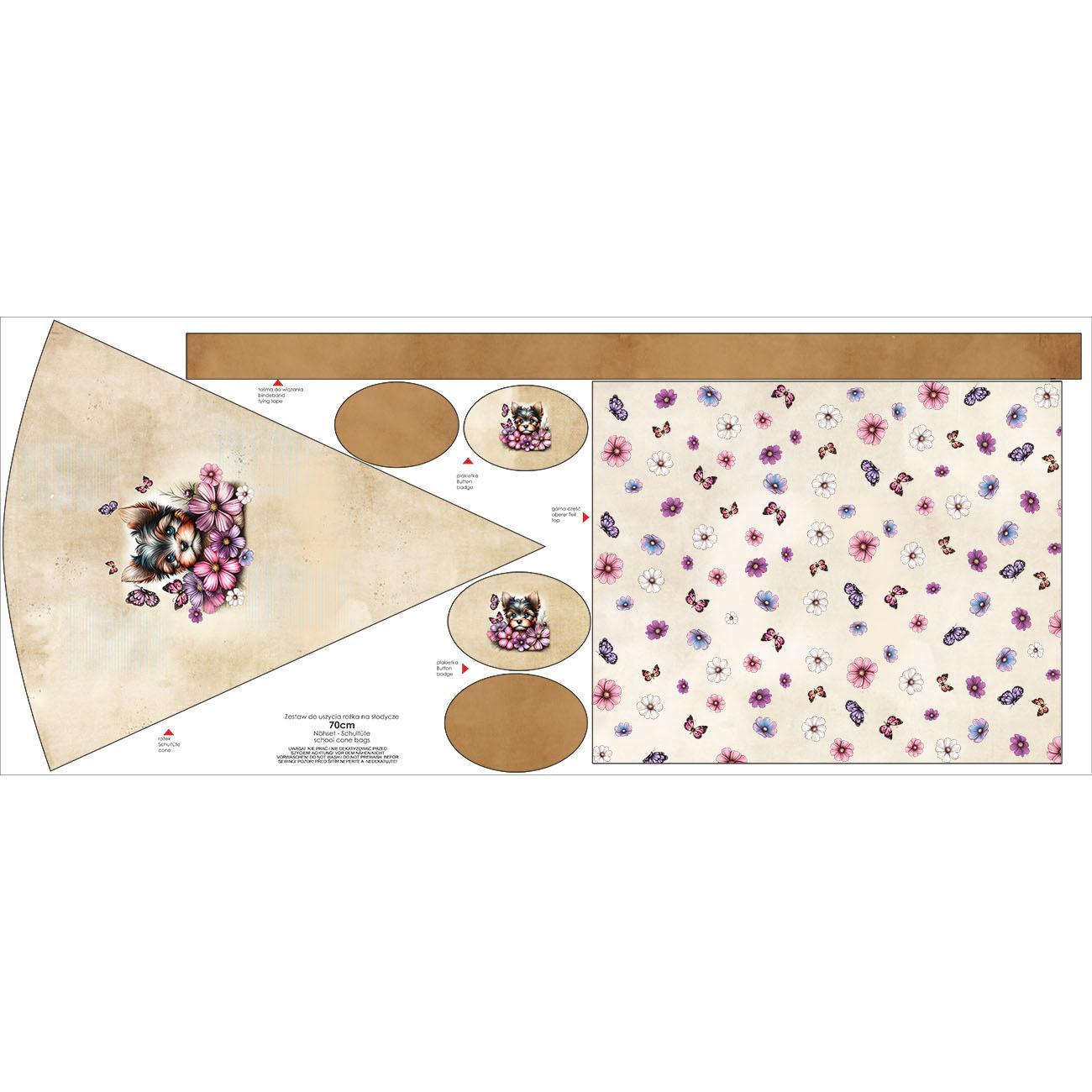 Rożek na słodycze TYTA - CUTE ANIMALS WZ.12 - zestaw do uszycia