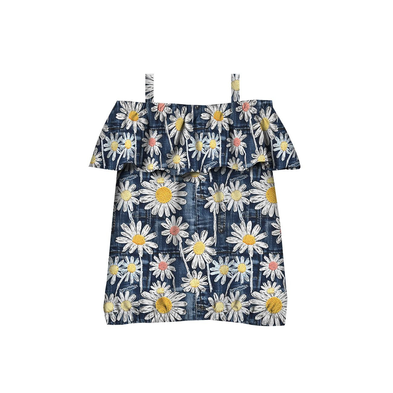 Bluzka hiszpanka (SARA) - DAISIES DENIM IMITATION WZ. 1 - zestaw do uszycia