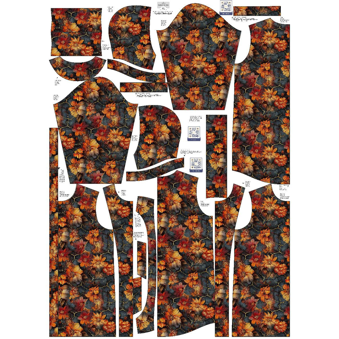 PARKA DAMSKA (ANNA) - DENIM FLOWERS wz.2 - zestaw do uszycia