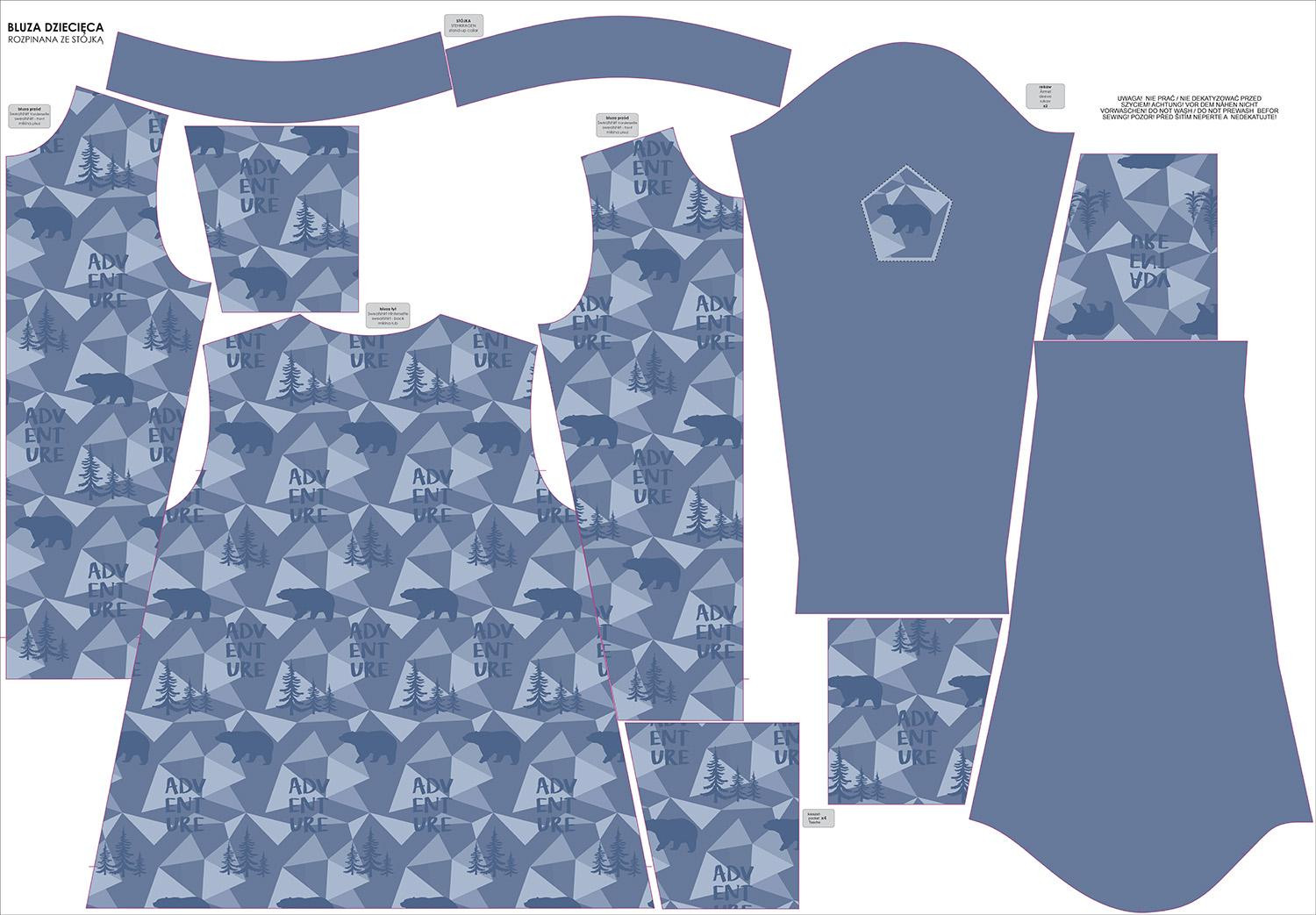 BLUZA ROZPINANA (MAX) - NIEDŹWIEDZIE (adventure) - DIY set