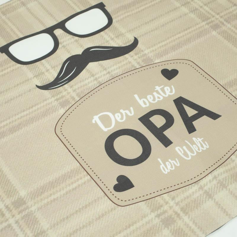 Der beste Opa der Welt/ angielska krata -beżowy- panel tkanina bawełniana (50cmx75cm)