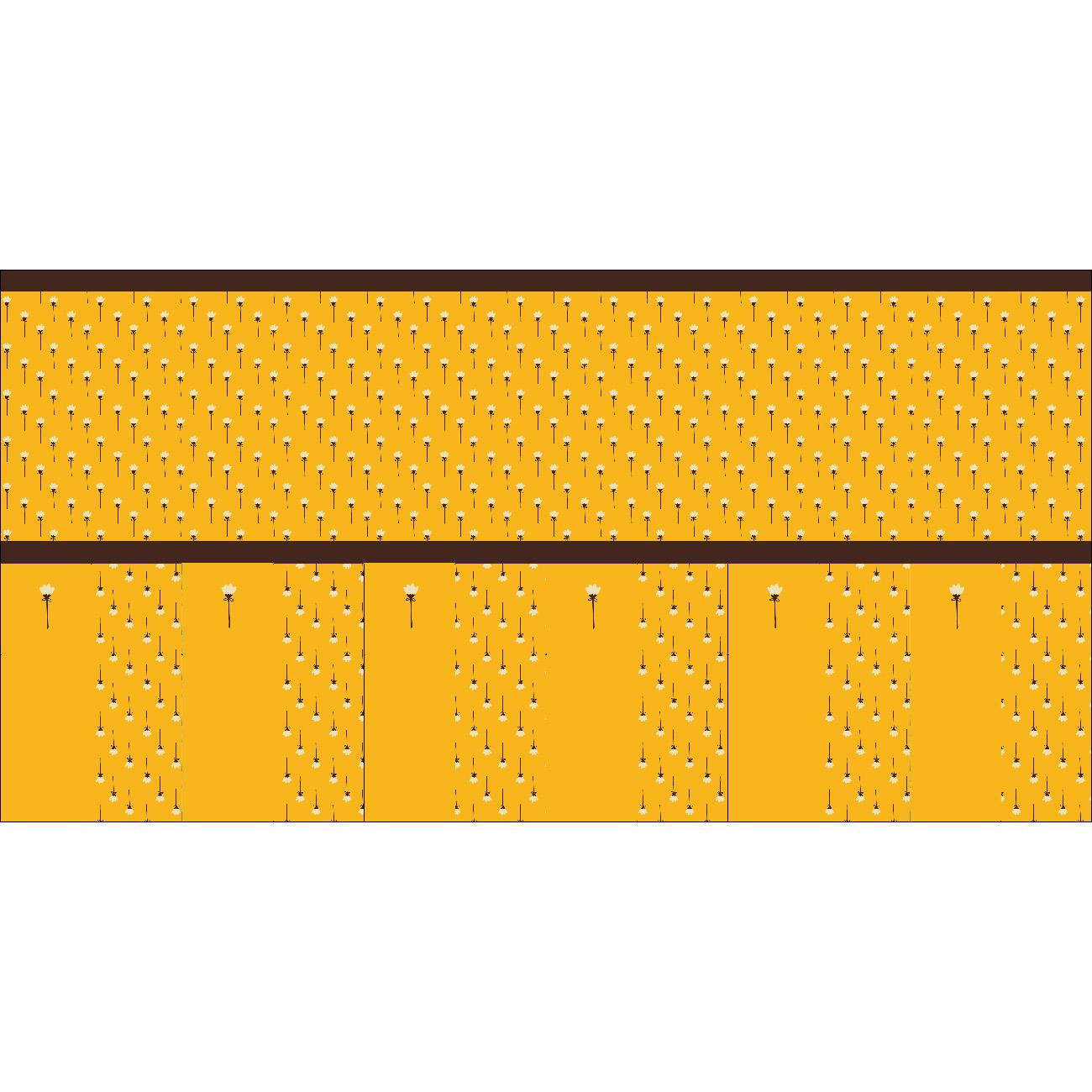 SERWETKI I BIEŻNIK - BIAŁE KWIATUSZKI / musztardowy - zestaw do uszycia