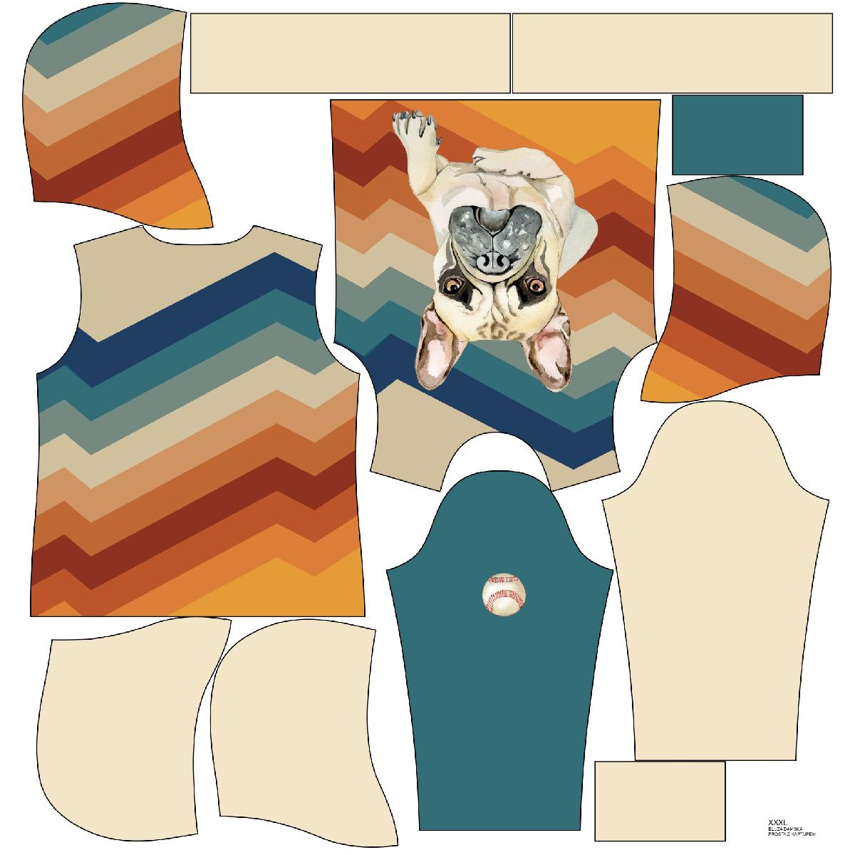 BLUZA DAMSKA (POLA) CLASSIC Z KAPTUREM - BULDOG / paski -  dzianina pętelkowa