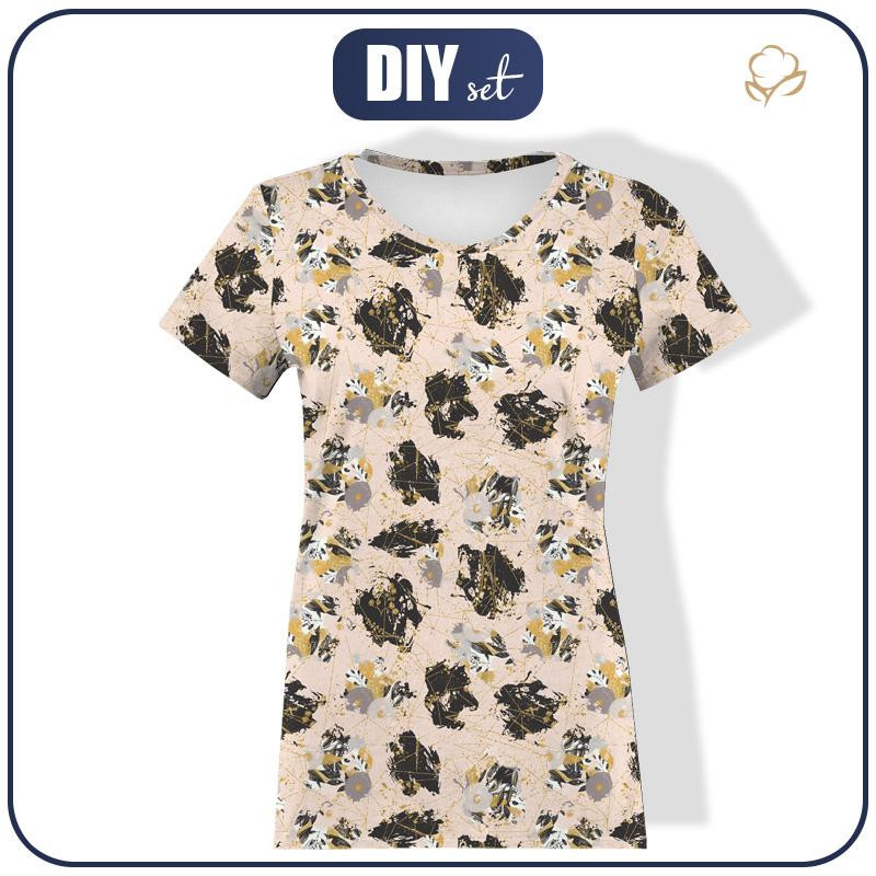 T-SHIRT DAMSKI - BUKIET KWIATÓW wz. 3 (złoty) - single jersey