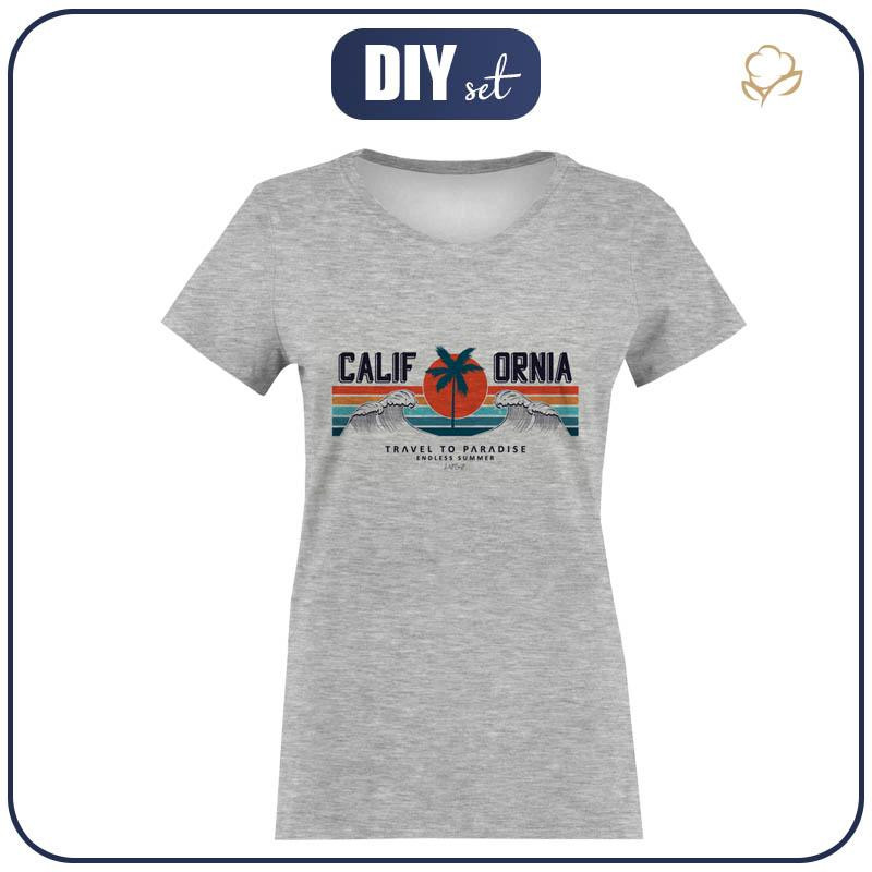 T-SHIRT DAMSKI - CALIFORNIA wz. 1 / melanż jasnoszary - single jersey