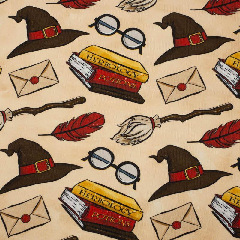 CZARODZIEJSKI MIX WZ. 1 (MAGICZNA SZKOŁA) / beżowy - dresówka pętelkowa