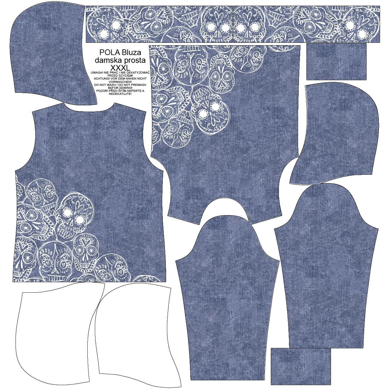 BLUZA DAMSKA (POLA) CLASSIC Z KAPTUREM - CZACHY wz. 5 (DIA DE LOS MUERTOS) - dzianina pętelkowa