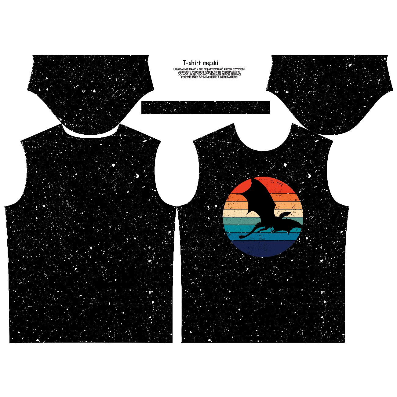 T-SHIRT MĘSKI - DRAGON WZ. 2 / czarny - single jersey ITY