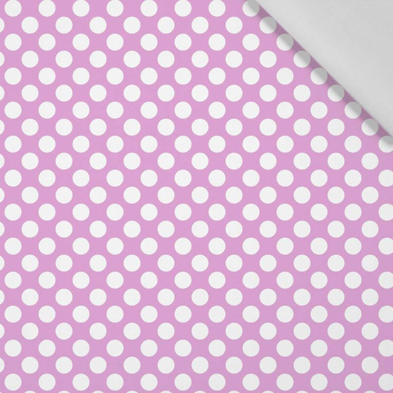 GROSZKI BIAŁE / fioletowy - tkanina bawełniana