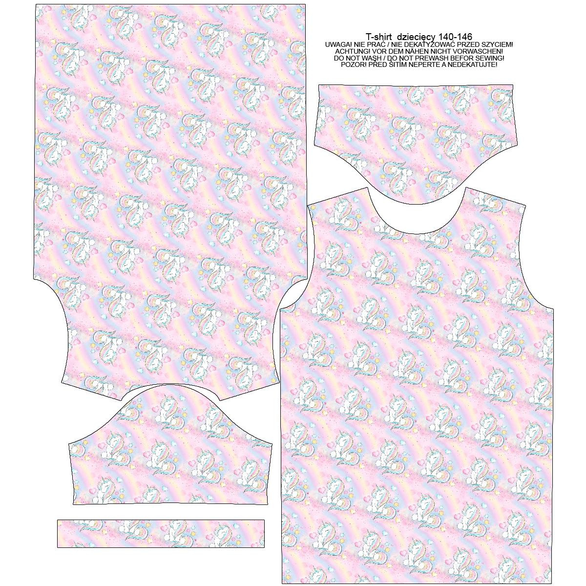 T-SHIRT DZIECIĘCY - JEDNOROŻCE I TĘCZA wz. 2 (MAGICZNA KRAINA) - single jersey