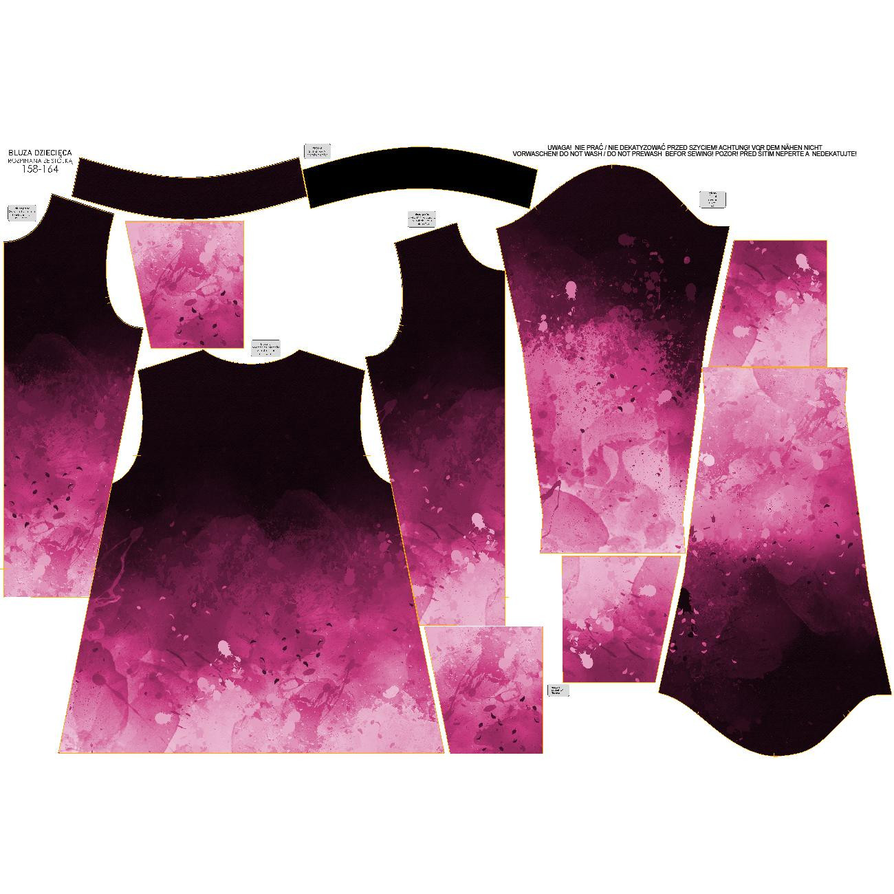 BLUZA ROZPINANA (MAX) - KLEKSY (fuksja) / czarny - DIY set