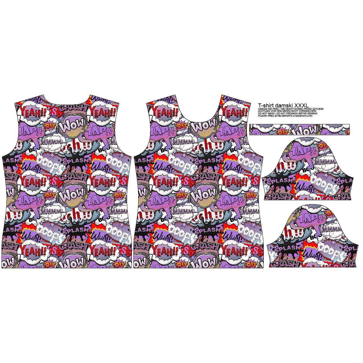 T-SHIRT DAMSKI - KOMIKS (fioletowo - czerwony) - single jersey