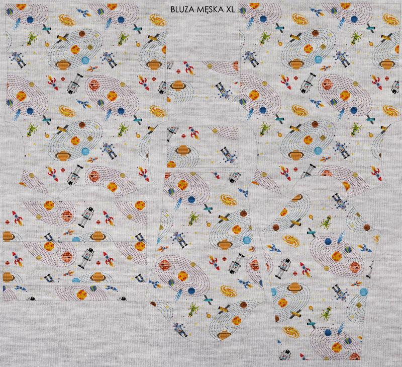 MĘSKA BLUZA (OREGON) - KOSMOS WZ. 6 ( RETRO ) / melanż jasnoszary - dzianina pętelkowa
