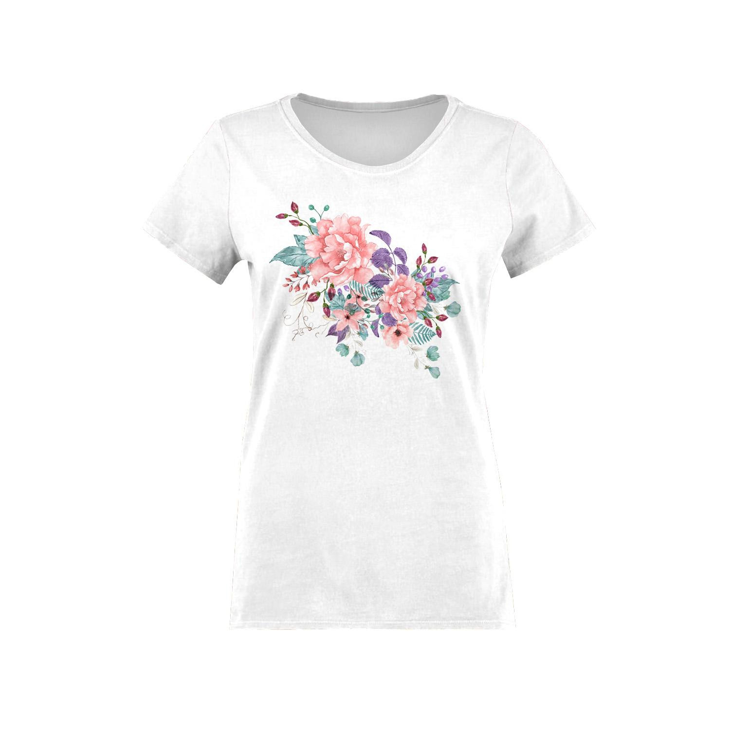 T-SHIRT DAMSKI - KWIATY DZIKIEJ RÓŻY wz. 1 (KWITNĄCA ŁĄKA) - single jersey