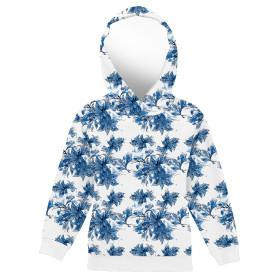 DZIECIĘCA BLUZA Z KAPTUREM (ALEX) - KWIAT WANILII (CLASSIC BLUE) - dzianina pętelkowa (134/140)
