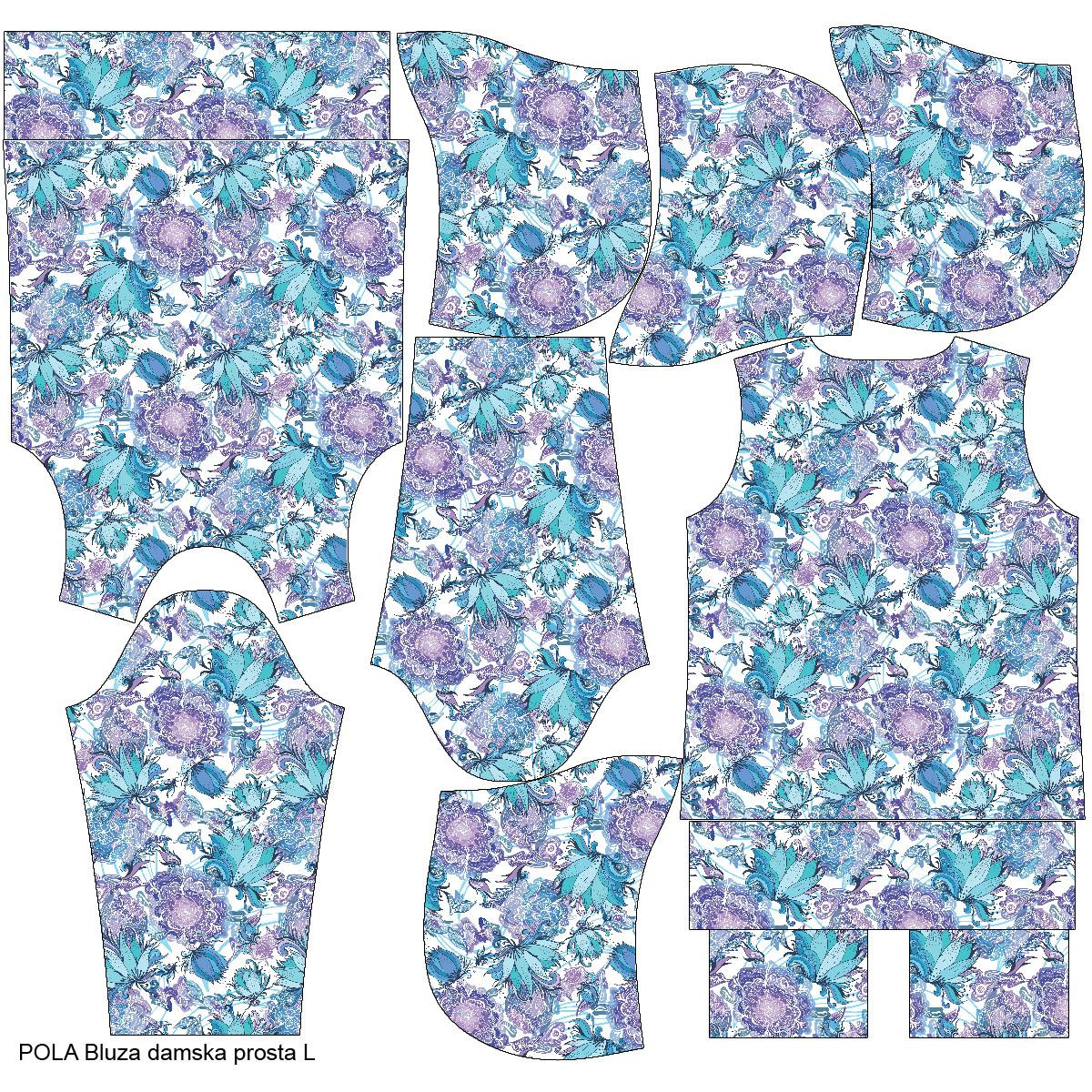 BLUZA DAMSKA (POLA) CLASSIC Z KAPTUREM - LODOWY OGRÓD -  dzianina pętelkowa