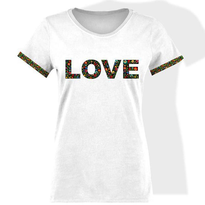 T-SHIRT DAMSKI - LOVE / FOLK - single jersey XXXL